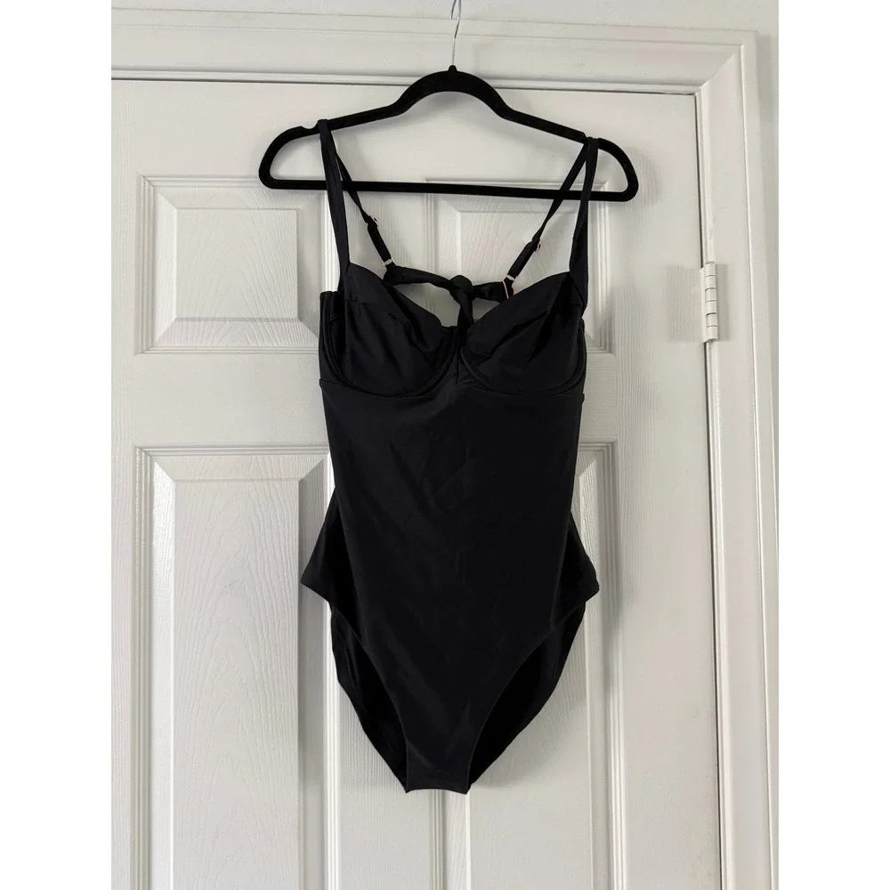 quince italian underwire one-piece bathing suit in black, women size x-large xl
